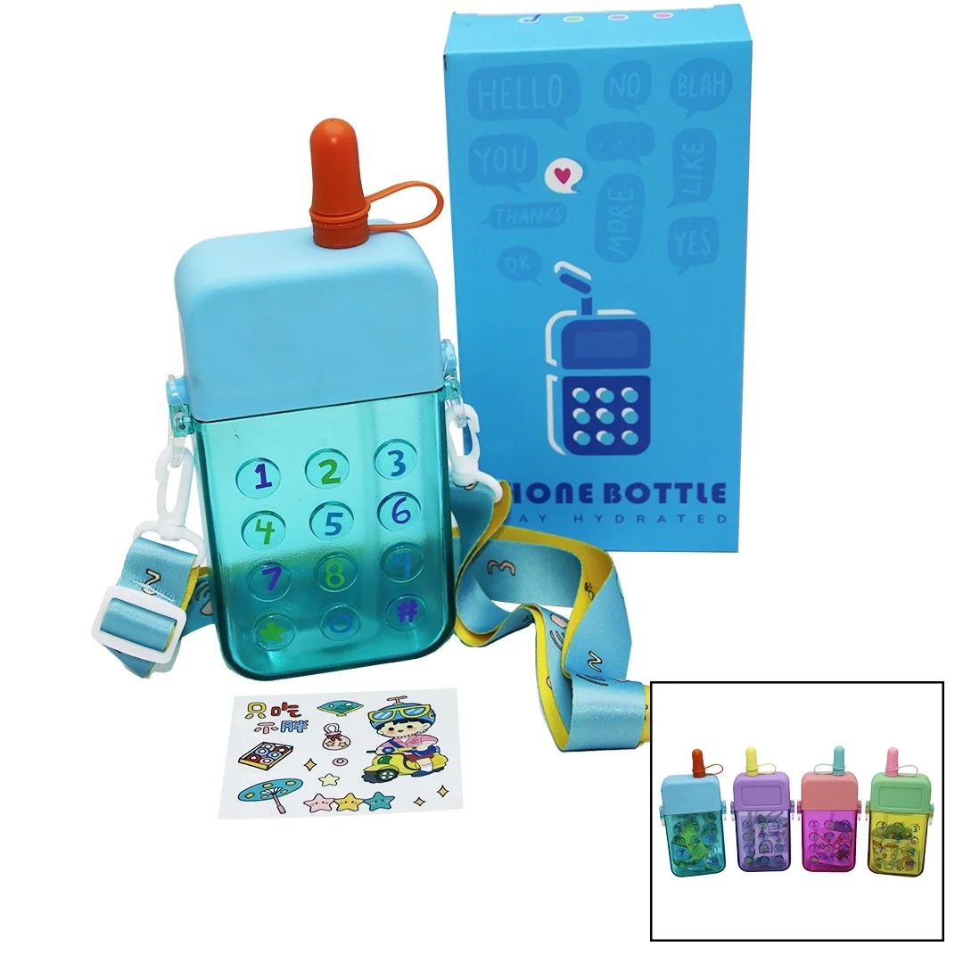 Telefon Modeli Su Matarası 300 ml - Pipetli Vidalı Kapak Askılı görsel 3