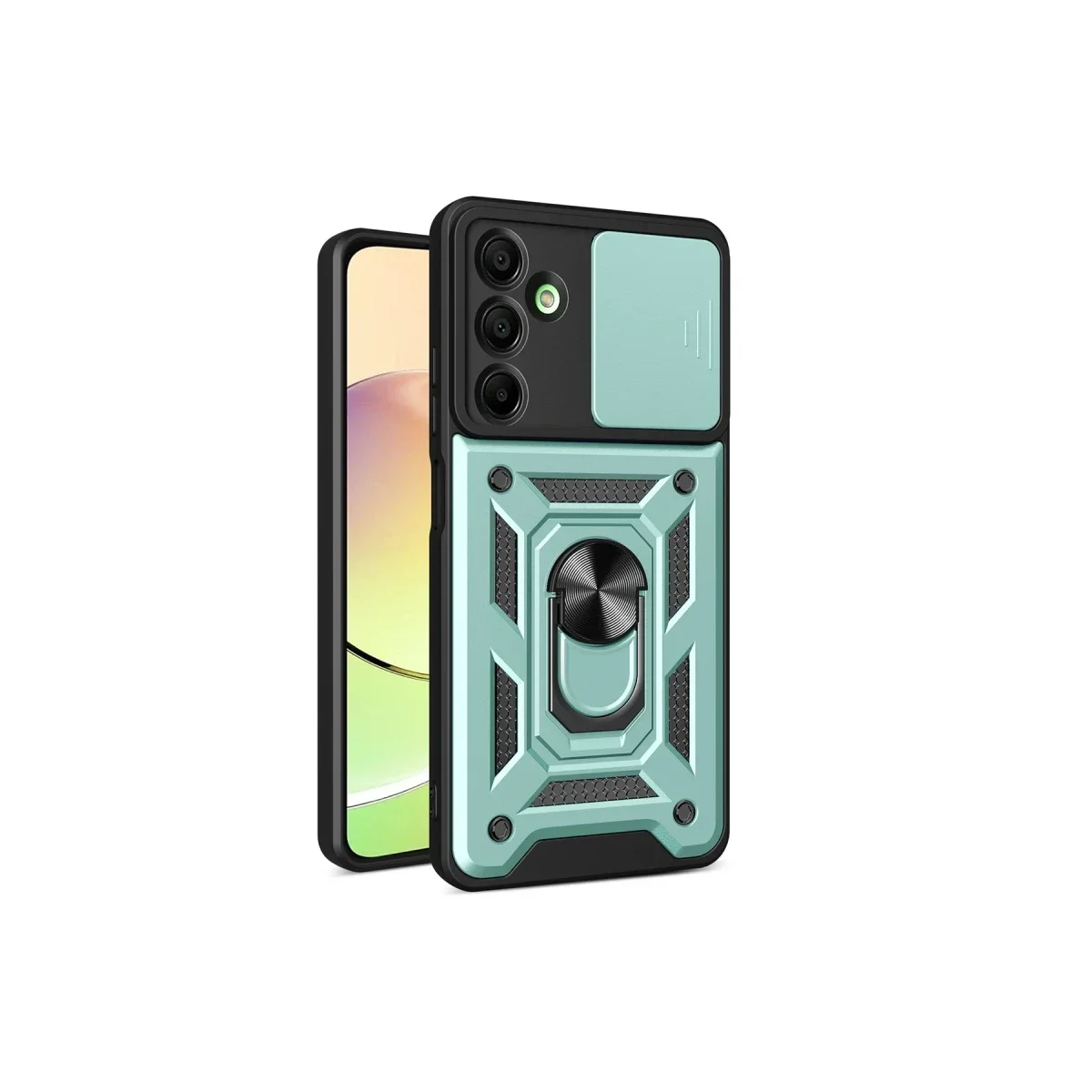 Samsung Galaxy A16 5G Kılıf Pars Lens Yüzüklü Silikon - Yeşil