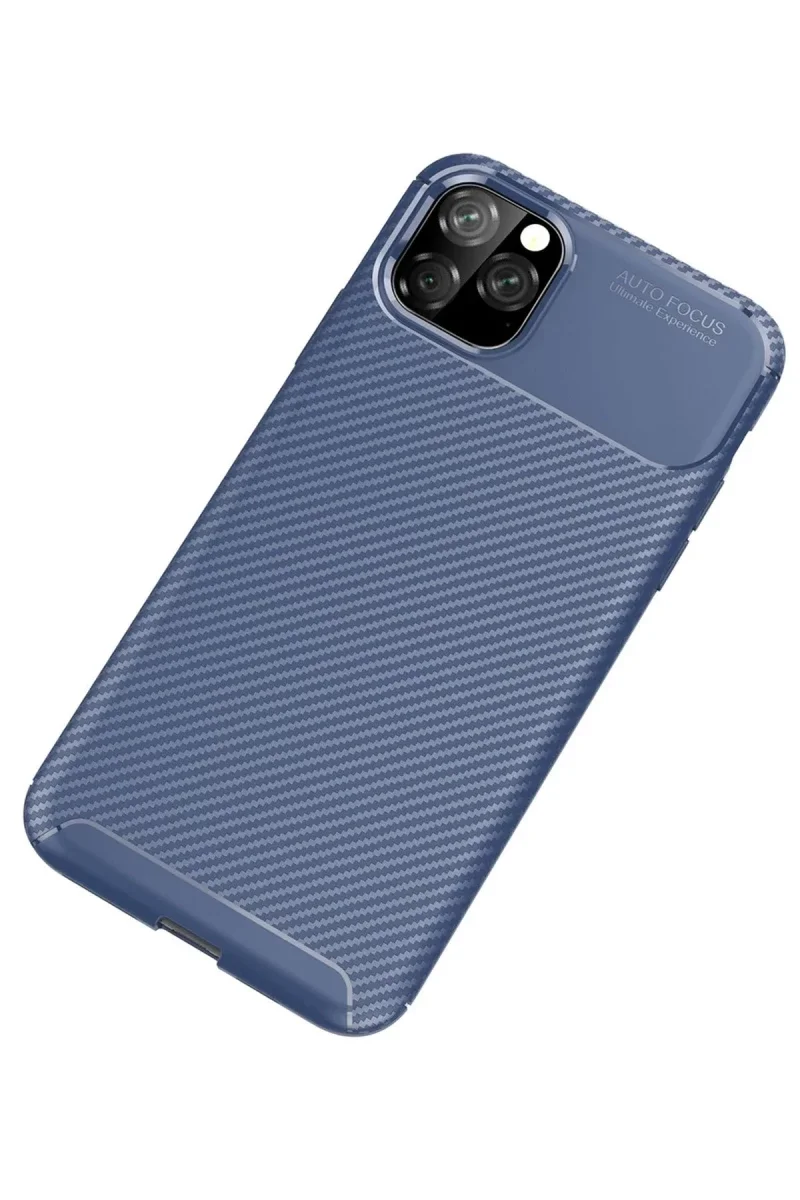 Apple iPhone 11 Pro Kılıf Auto Focus Karbon Kapak - Lacivert görsel 2