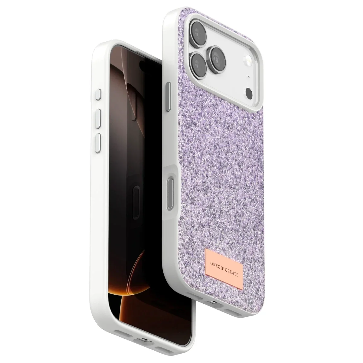 Onegif Apple iPhone 17 Pro Max Bright Simli Kapak - Lila