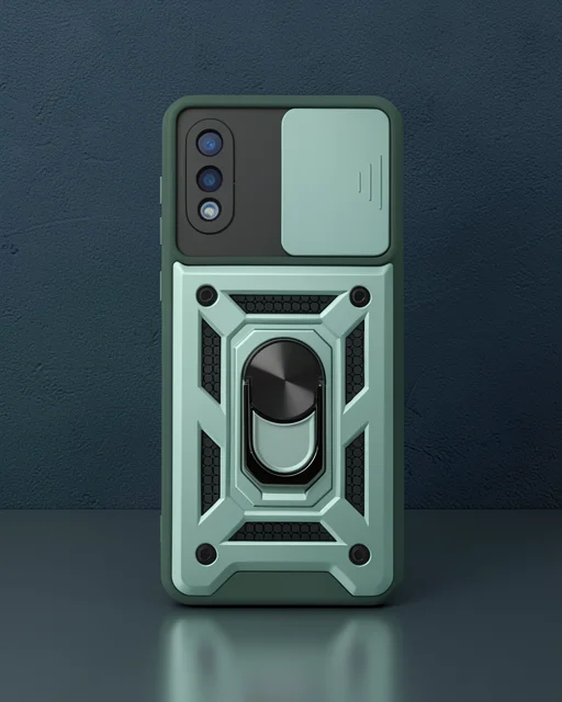 Samsung Galaxy A02 Kılıf Pars Lens Yüzüklü Silikon - Yeşil
