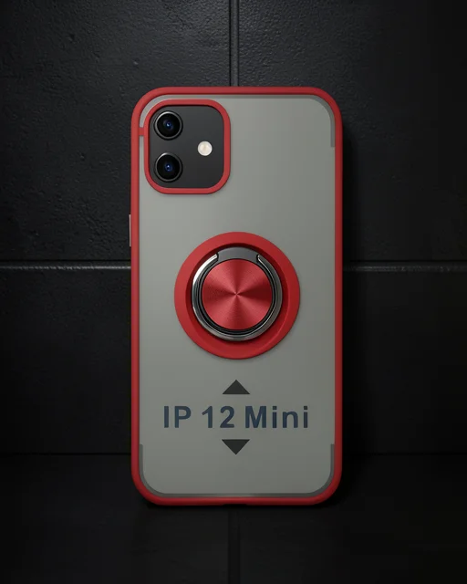 Apple İphone 12 Mini Kılıf Montreal Yüzüklü Silikon Kapak - Kırmızı