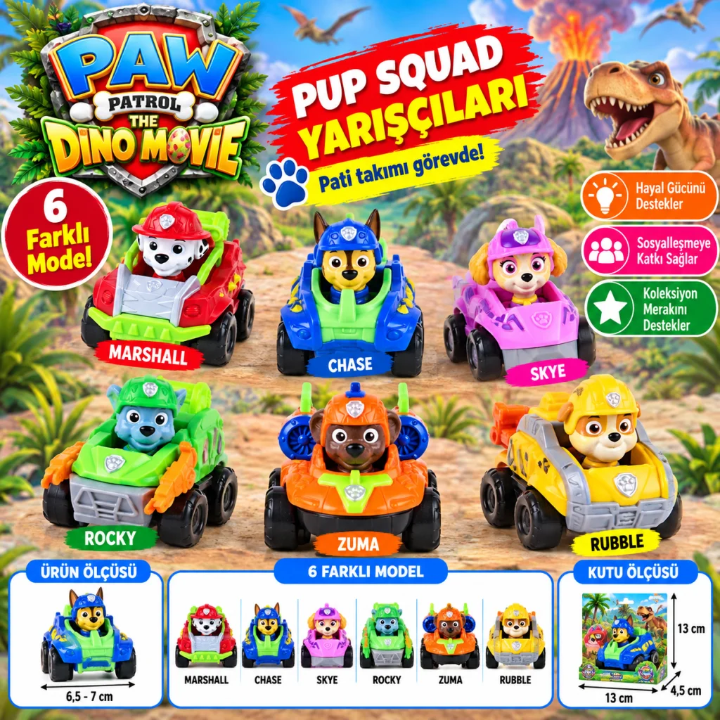 The Dino Movie Pup Squad Yarışçıları (adet fiyatıdır)