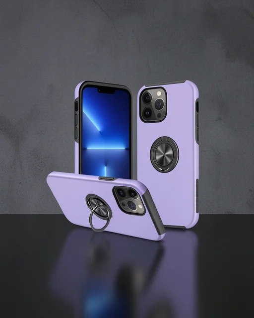 Apple İphone 13 Pro Max Kılıf Elit Yüzüklü Kapak - Mor