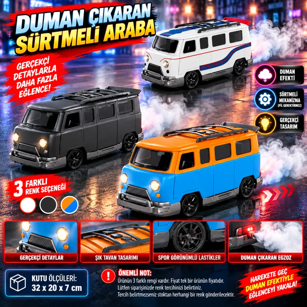 Duman Çıkaran Sürtmeli Araba adet fiyatıdır görsel 2