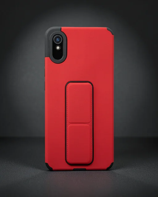 Xiaomi Redmi 9a Kılıf Mega Standlı Silikon - Kırmızı