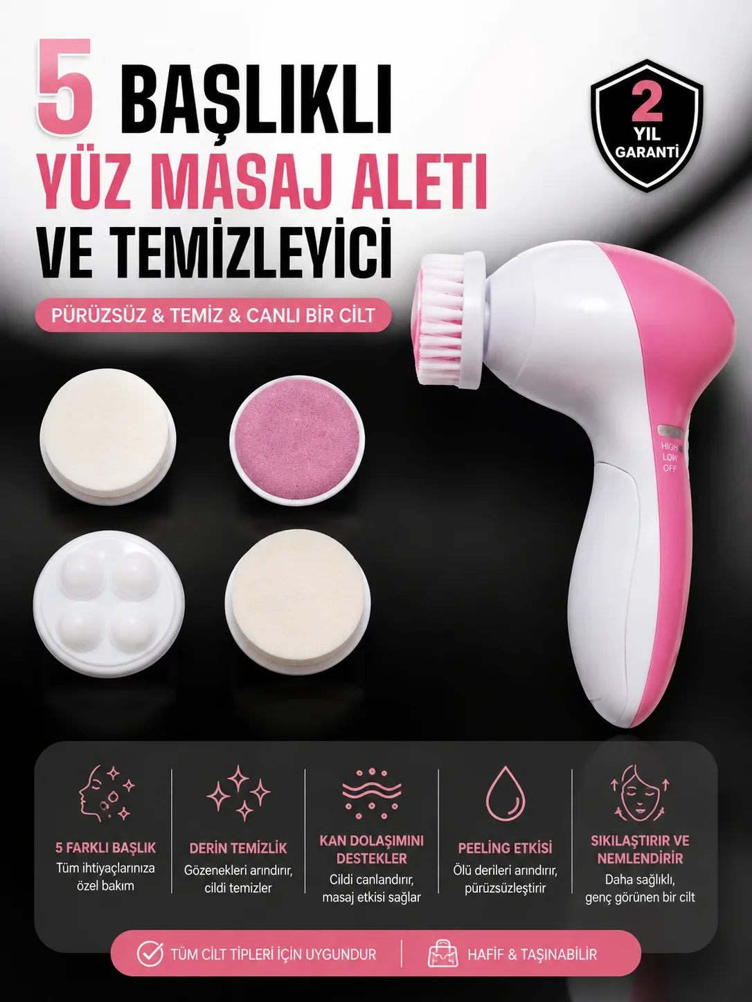 5 Fonksiyonlu Kablosuz Yüz Tezleme Cihazı ile Derinlemesine Cilt Bakımı