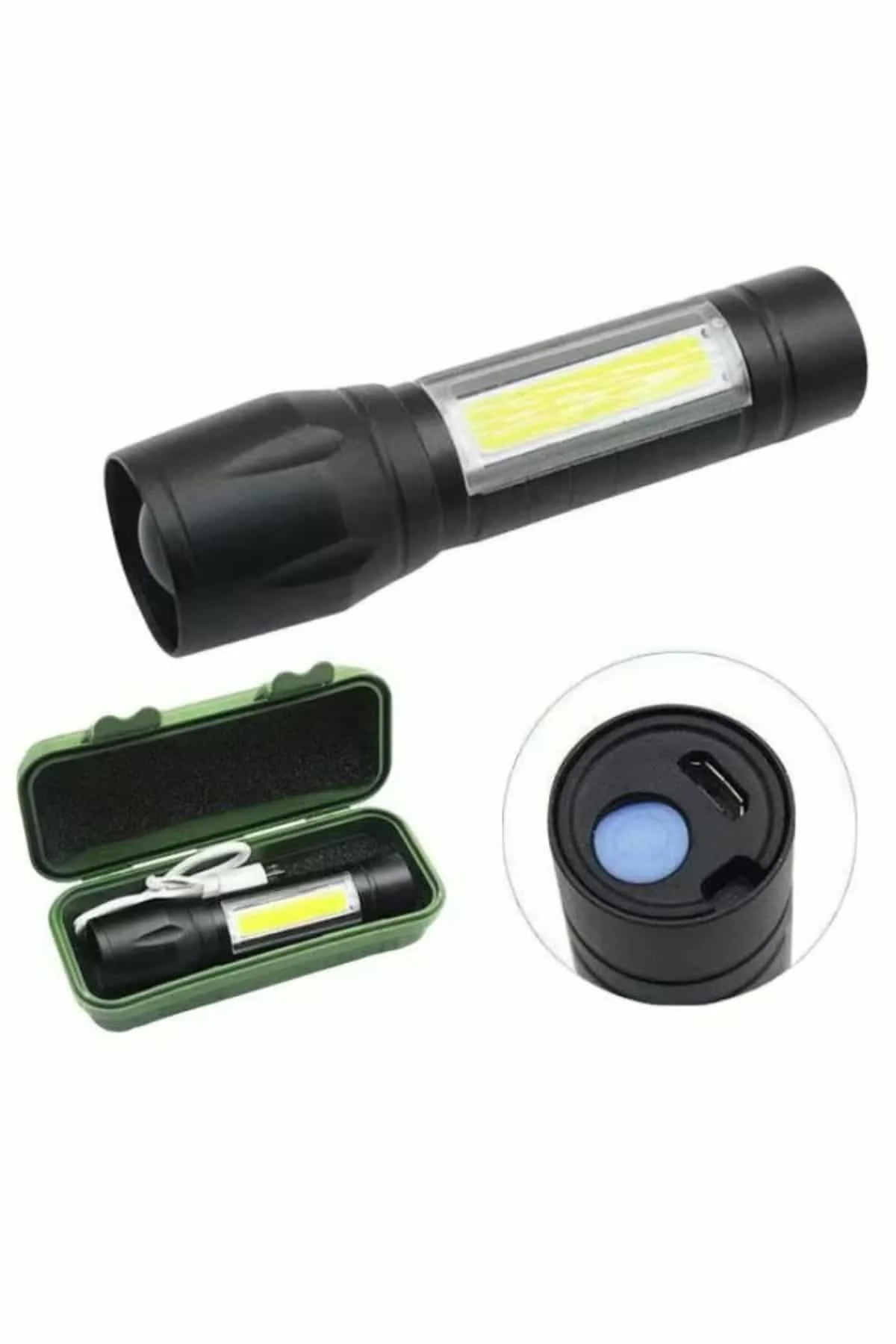 EL Feneri Uzun Menzilli Usb Şarj Edilebilir Kamp Lambası görsel 3