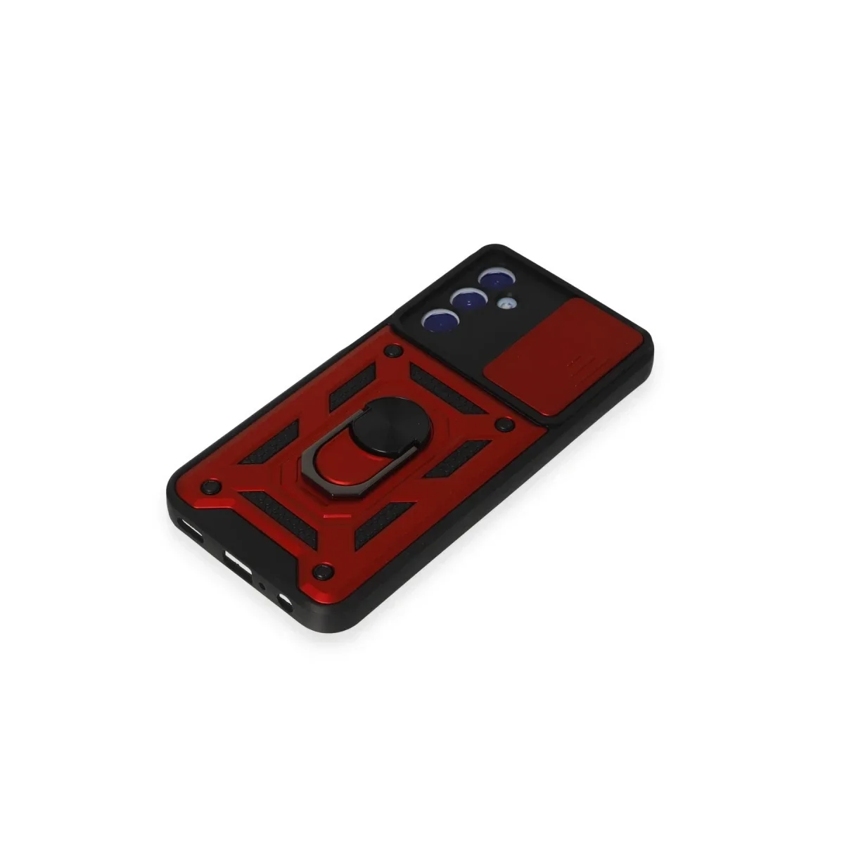 Samsung Galaxy M34 5G Kılıf Pars Lens Yüzüklü Silikon - Kırmızı görsel 5