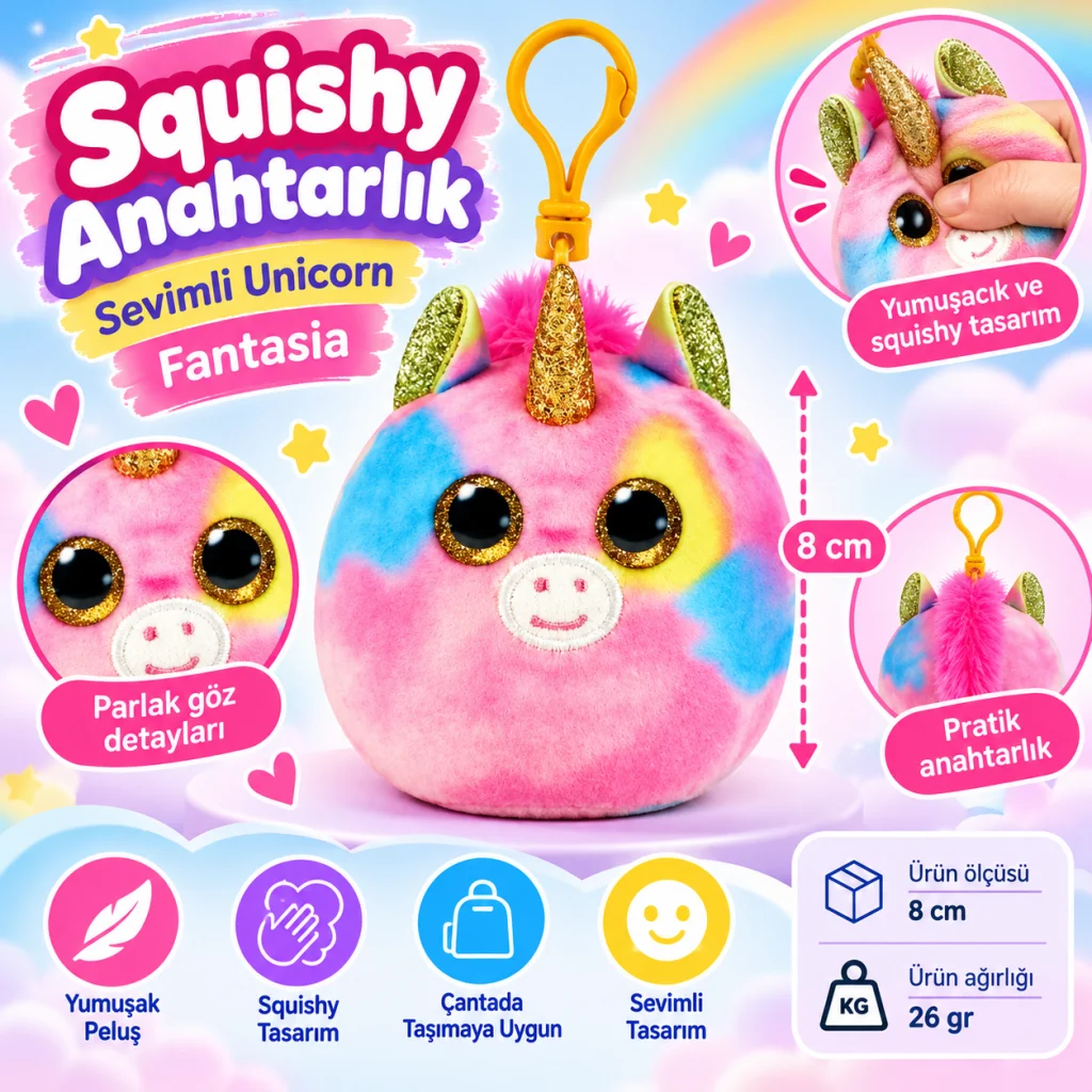 Peluş Unicorn Anahtarlık Fantasia