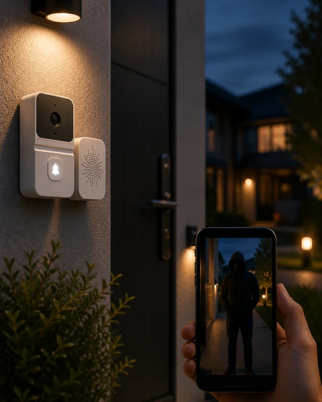 WiFi Akıllı Kapı Zili Gece Görüşlü Kameralı Kablosuz Güvenlik Siste
