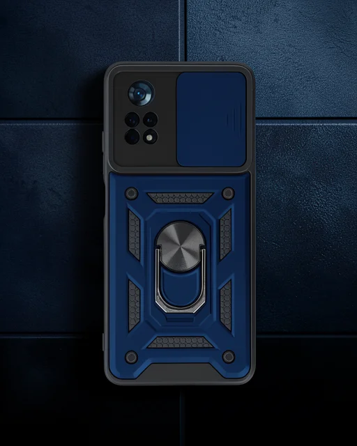 Xiaomi Poco X4 Pro 5g Kılıf Pars Lens Yüzüklü Silikon - Lacivert