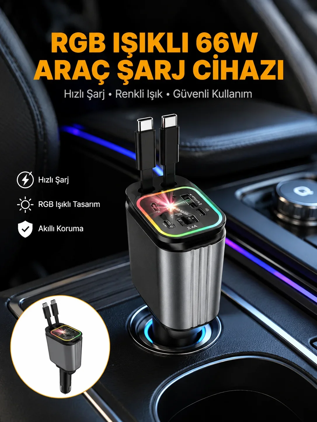 Kia, Seat, Mazda, tsubishi Araçlar için Çok Fonksiyonlu Araç Şarj Adaptörü Yeni Nesil