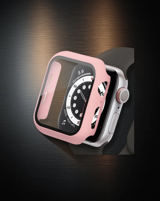 Apple Watch 44mm Camlı Kasa Ekran Koruyucu - Rose