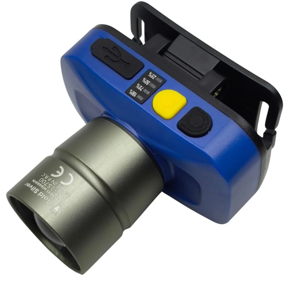 GS-15700 20W 2000 Lümen Sarı Beyaz Işık Zoomlu Şarj Edilebilir Kafa Feneri