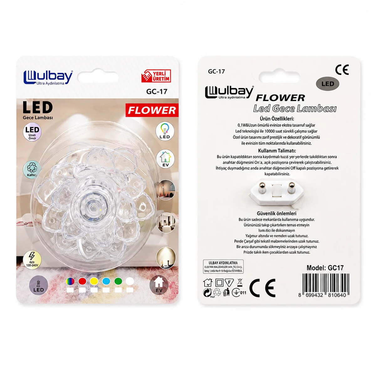 10 Adet Kozalak Led Gece Lambası GC-17