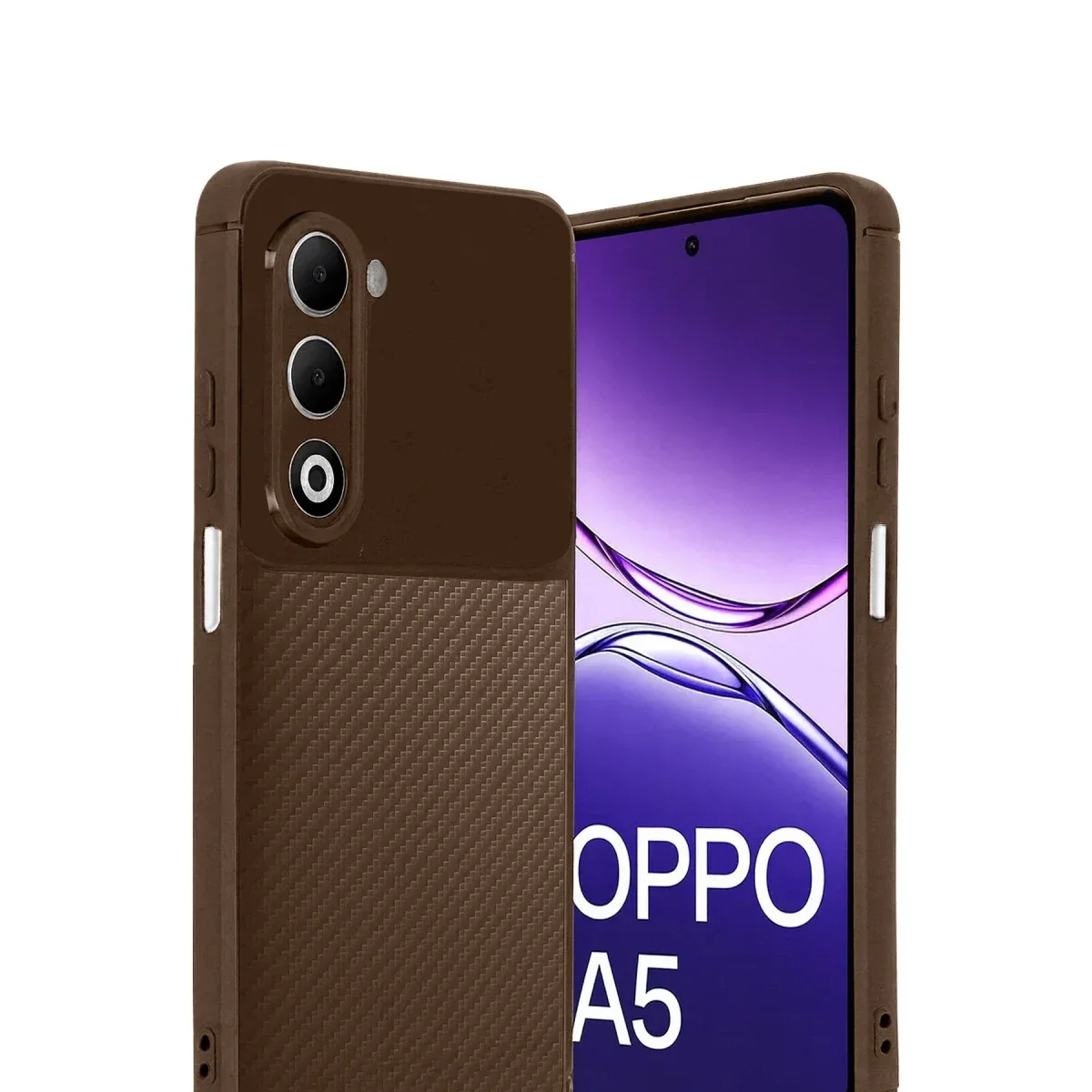 Oppo A5 4G Auto Focus Karbon Kapak - Kahverengi görsel 2
