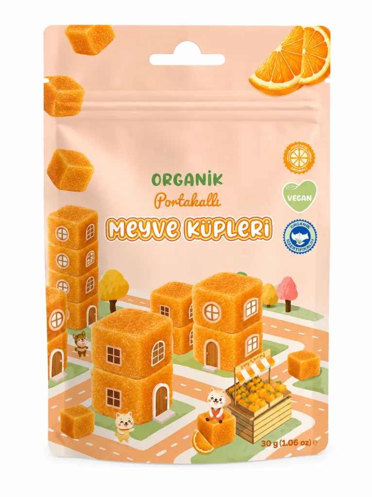 Natural Organik Portakallı Meyve Küpleri 30gr