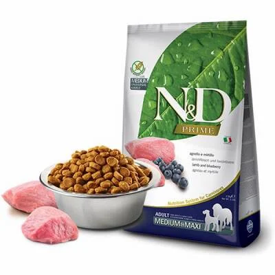Prime Medium Maxi Kuzulu Yaban Mersinli Tahılsız Yetişkin Köpek Maması 12 Kg