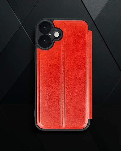 Apple İphone 16 Kılıf Flip Cover - Kırmızı
