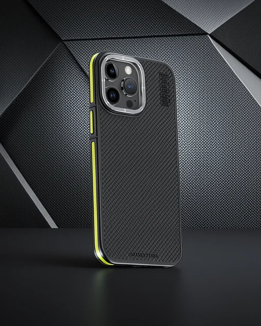 Joko Apple İphone 15 Pro Max Kılıf Aramid 600d Kevlar Karbon Fiber Magsafe Kapak - Sarı