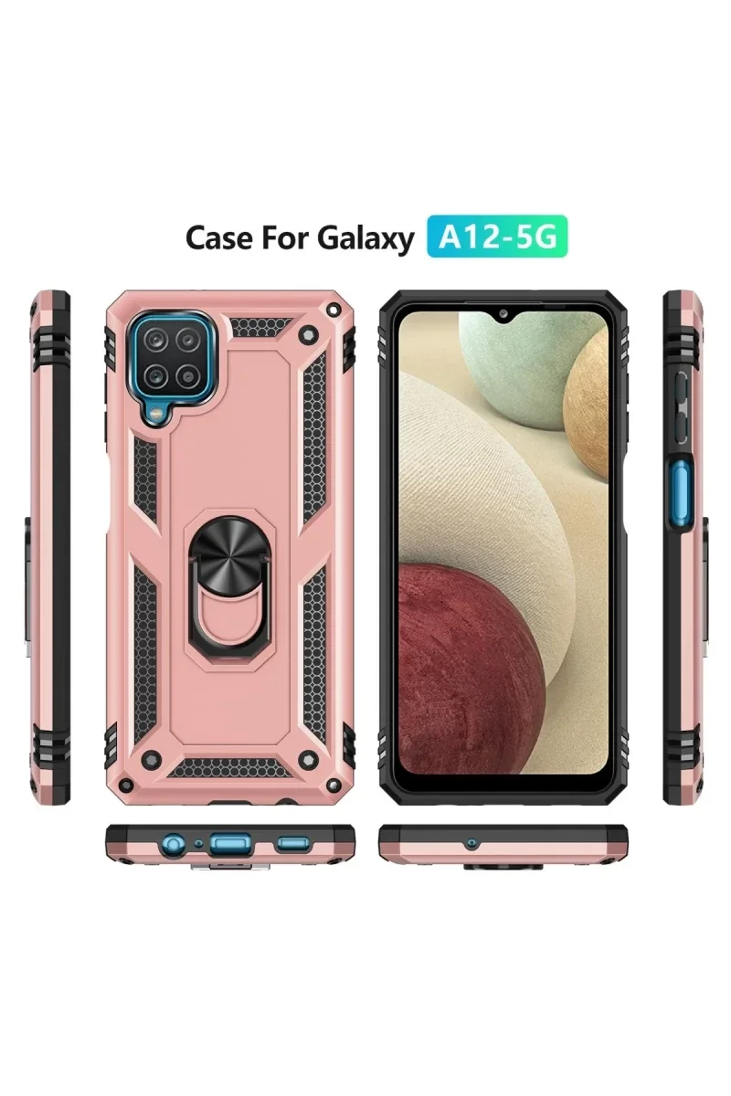Samsung Galaxy A22 Kılıf Sofya Yüzüklü Silikon Kapak - Rose görsel 3