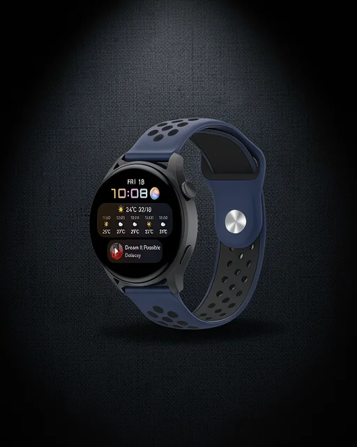 Watch 20mm Spor Delikli Kordon - Lacivert-siyah