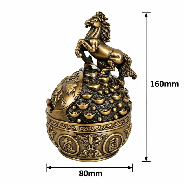 SN-38896 Antik Bronz At Figürlü Dekoratif Küllük görsel 3