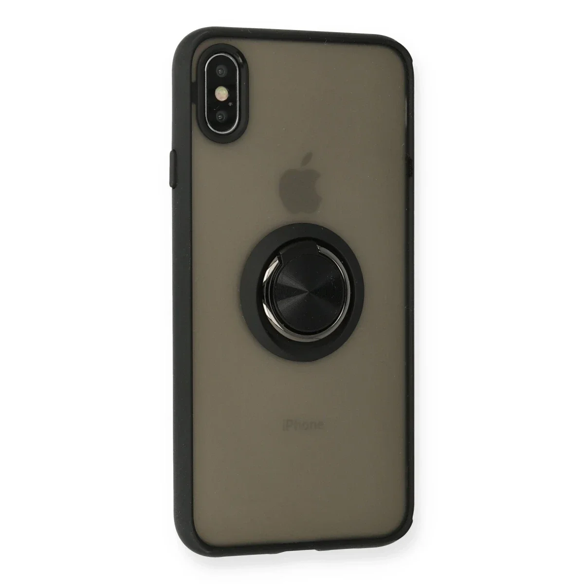 Apple iPhone XS Max Kılıf Montreal Yüzüklü Silikon Kapak - Siyah görsel 2