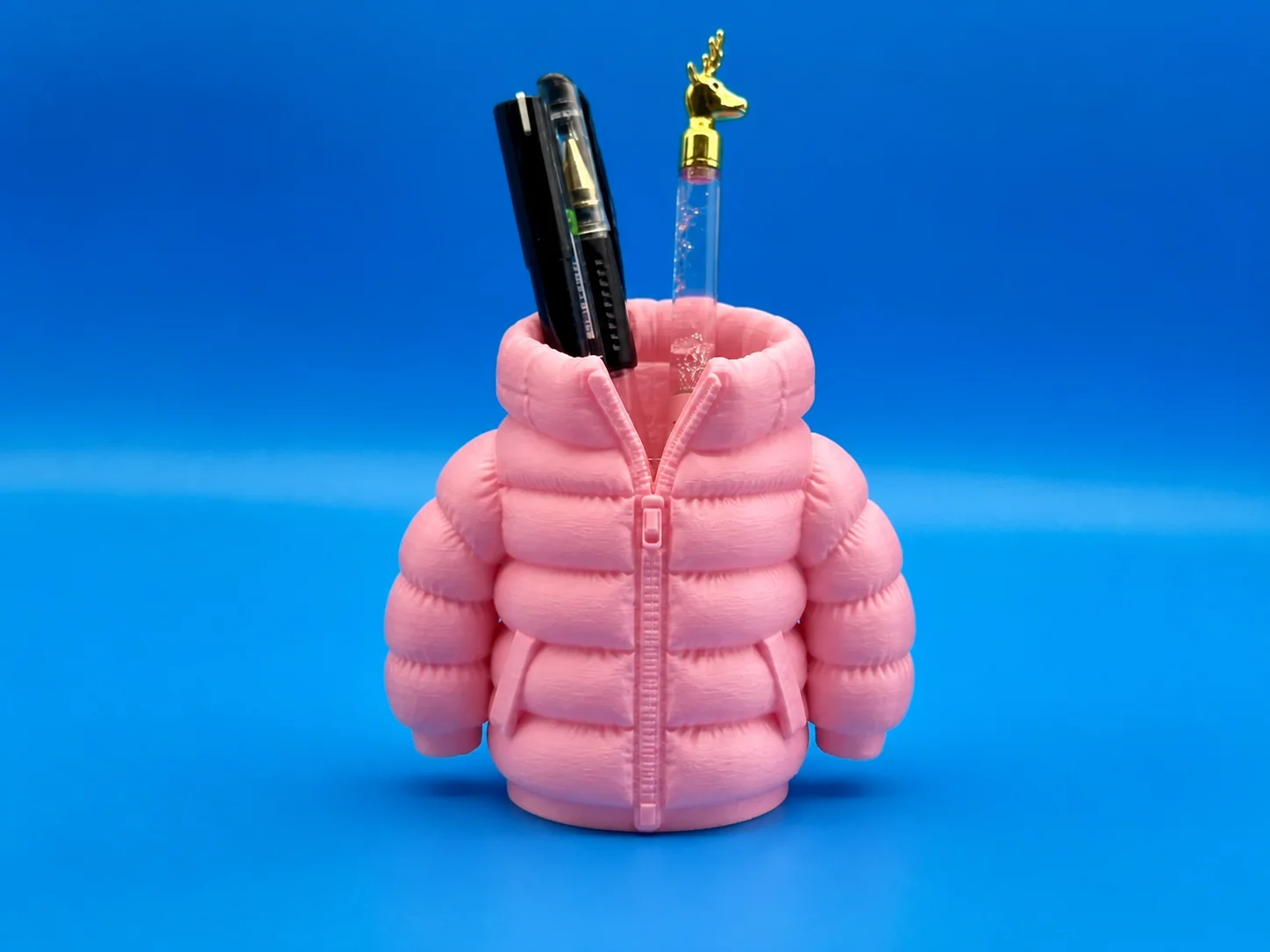 3D Baskı Şişme Mont Kalemlik - Masaüstü Organizer-Pembe görsel 2