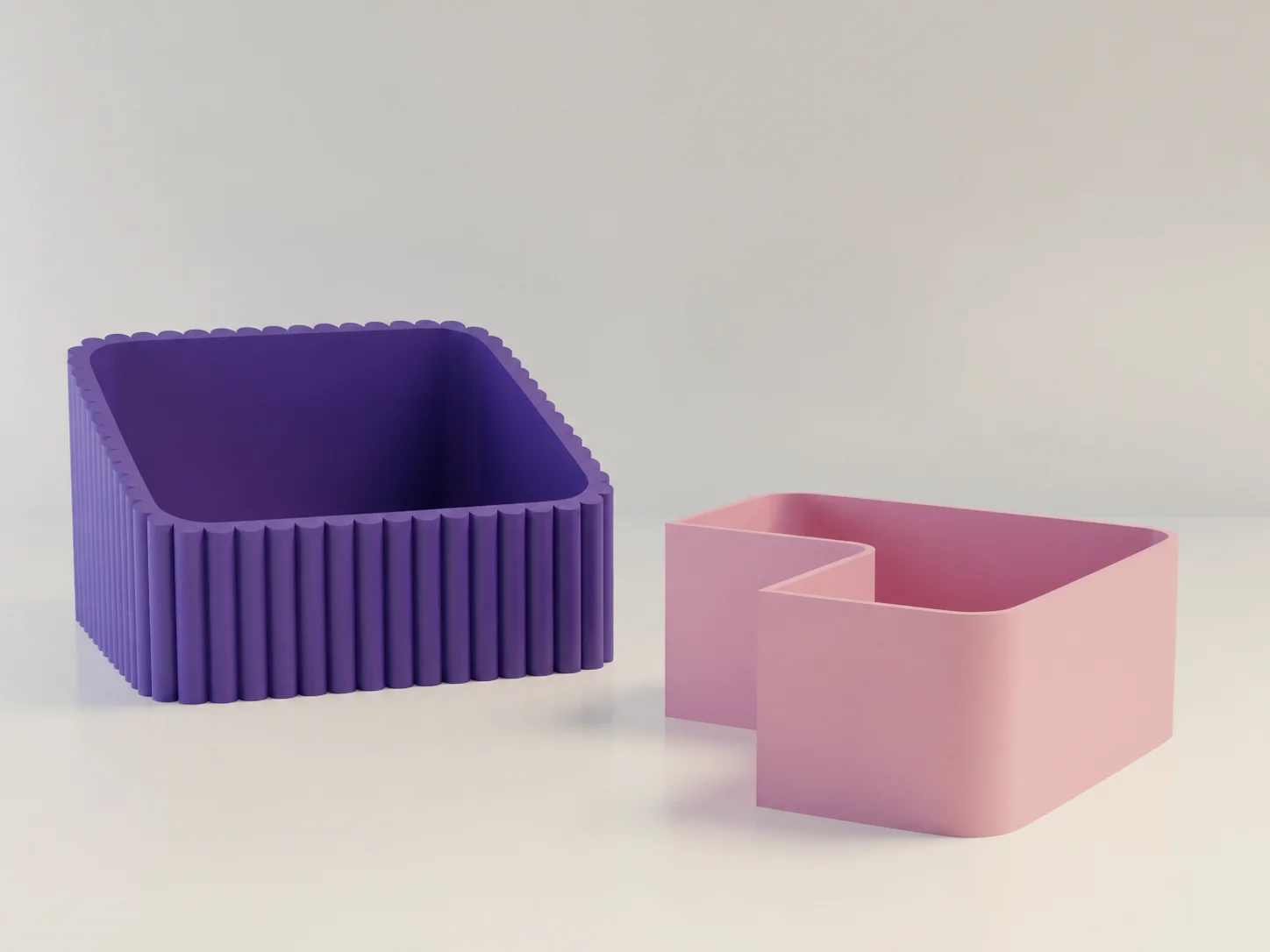 3D Baskı Fıstık Kasesi - Çift Hazneli Kabuk Ayırıcı Sunum Kasesi - Mor Pembe görsel 2