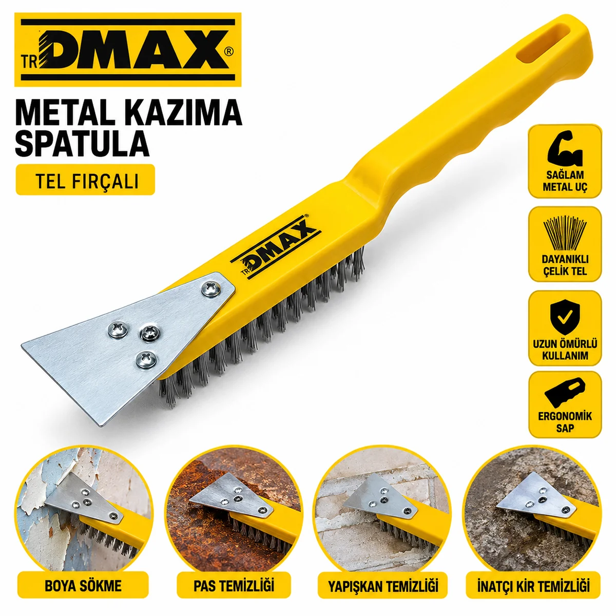 Çelik Tel Fırça ve Metal Kazıma Spatula 270 mm 2in1 görsel 2