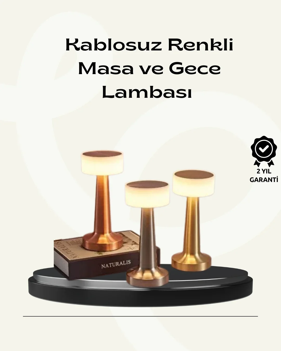 Modern USB'li Kablosuz Masa Lambası – nimalist Tasarım, 3 Farklı Parlaklık