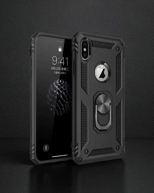 Apple İphone Xs Max Kılıf Sofya Yüzüklü Silikon Kapak - Siyah