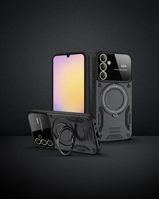 Samsung Galaxy S25 Plus Kılıf Joy Lens Standlı Kapak - Siyah