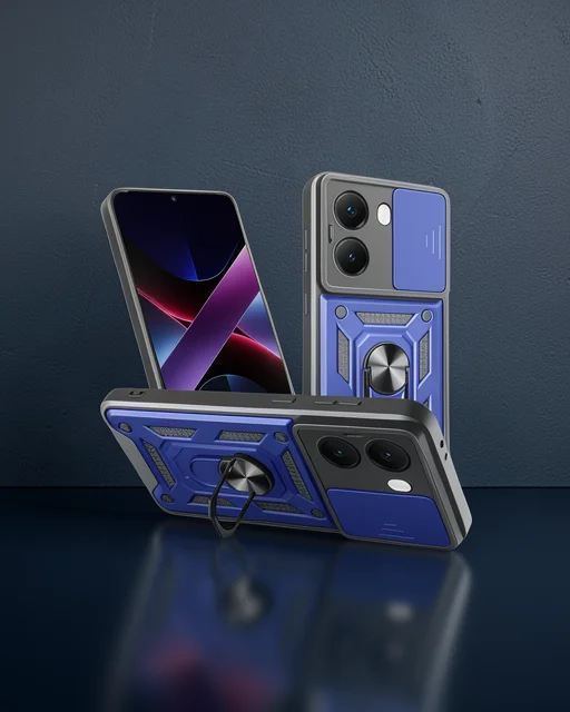Xiaomi Poco X7 Pro Kılıf Pars Lens Yüzüklü Silikon - Lacivert