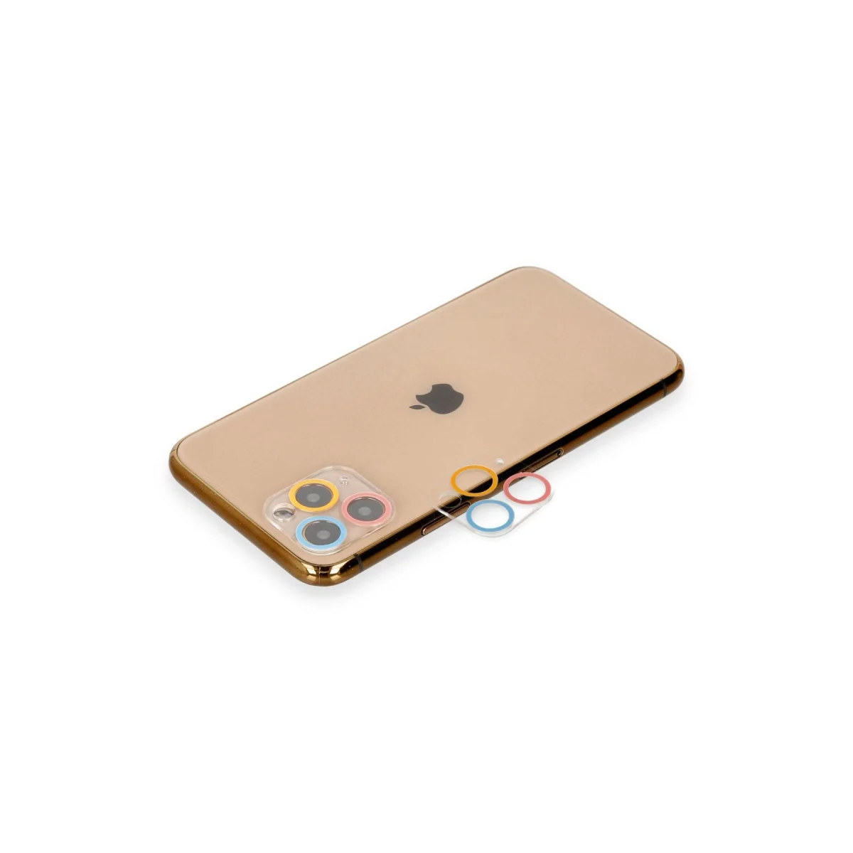Apple İphone 11 Pro Max Renkli Kamera Lens Koruma Cam - Pembe-mavi