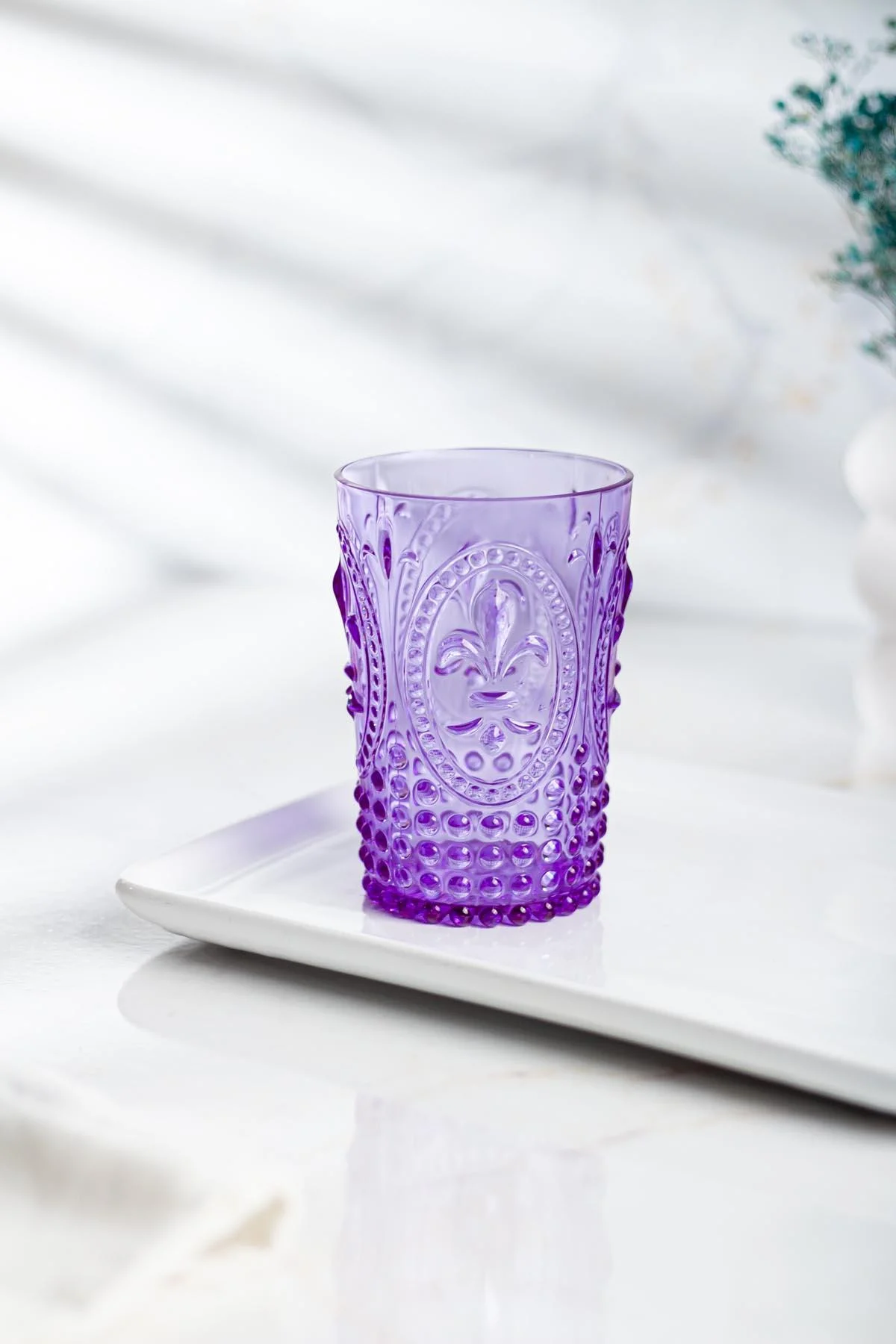 Akrilik Mor Kısa Bardak & Su Meşrubat Kahve Yanı Bardağı 400 ml ( Cam Değildir ) görsel 2