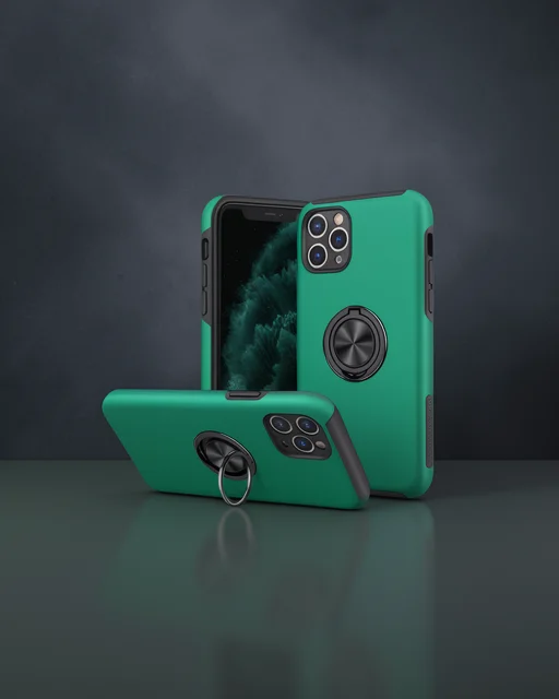 Apple İphone 11 Pro Max Kılıf Elit Yüzüklü Kapak - Yeşil