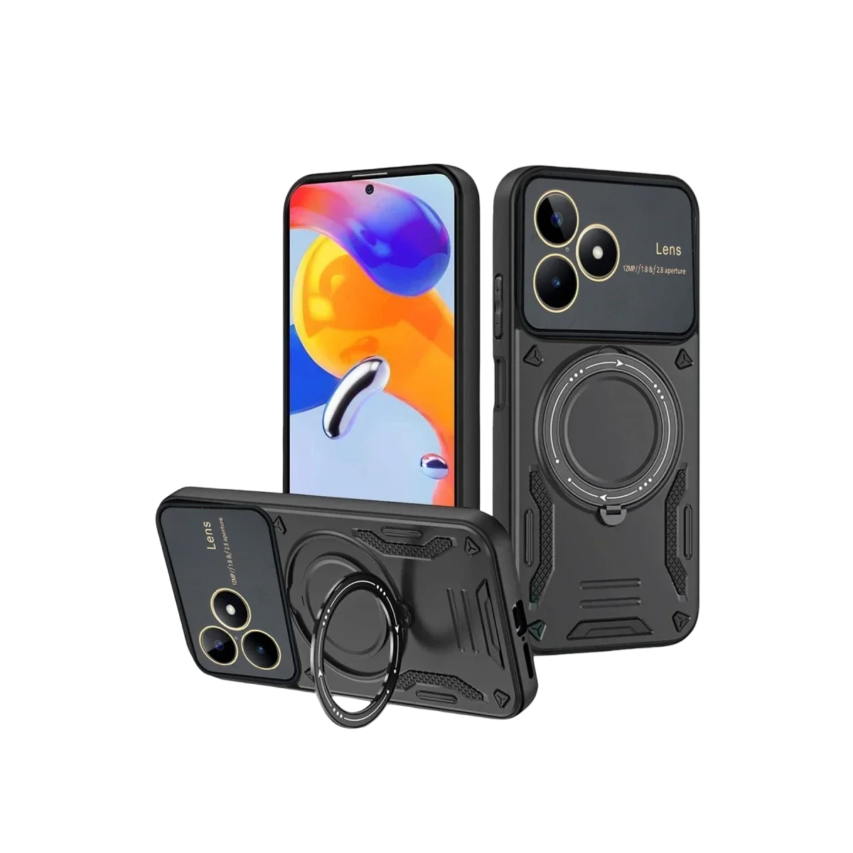 Realme C53 Kılıf Joy Lens Standlı Kapak - Siyah