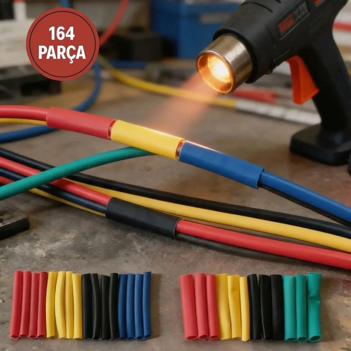 164 Parça Isı ile Daralan Makaron Seti – Elektrik Kablo İzolasyon & Koruma Kılıfı, Renkli Shrink Tube Set