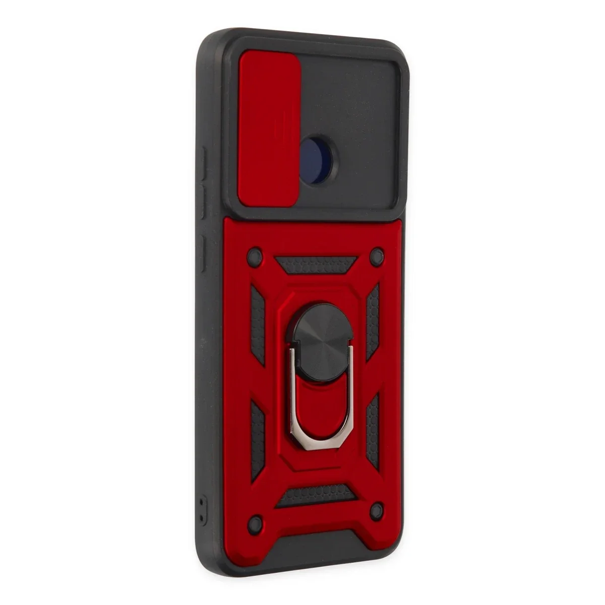 Xiaomi Redmi 10C Kılıf Pars Lens Yüzüklü Silikon - Kırmızı görsel 2