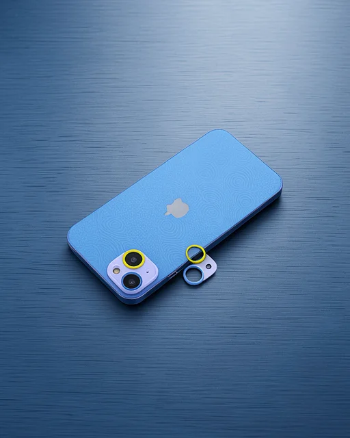 Apple İphone 13 Mini Renkli Kamera Lens Koruma Cam - Sarı-mavi