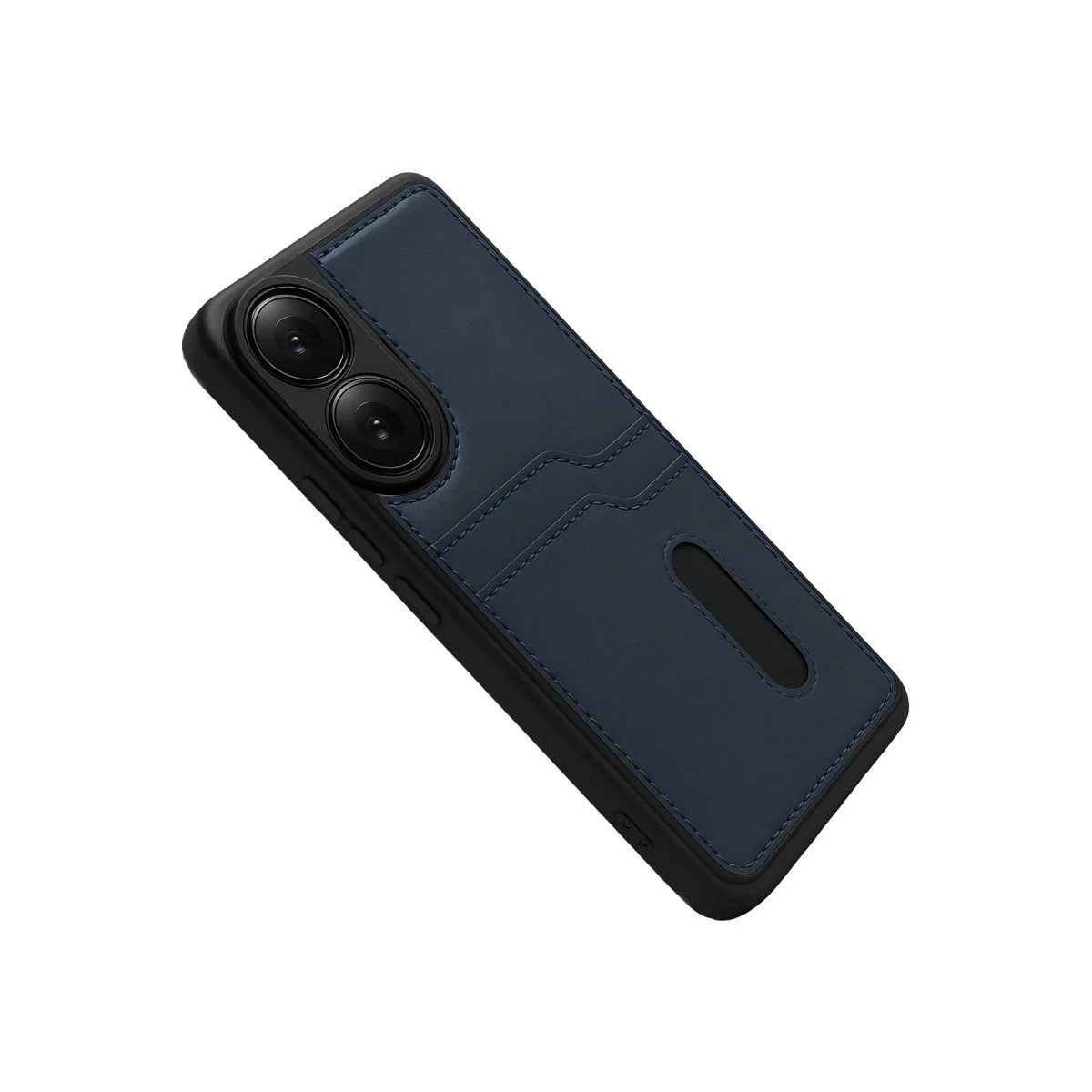 Oppo A38 Sara Kartvizitli Deri Kılıf - Lacivert görsel 4