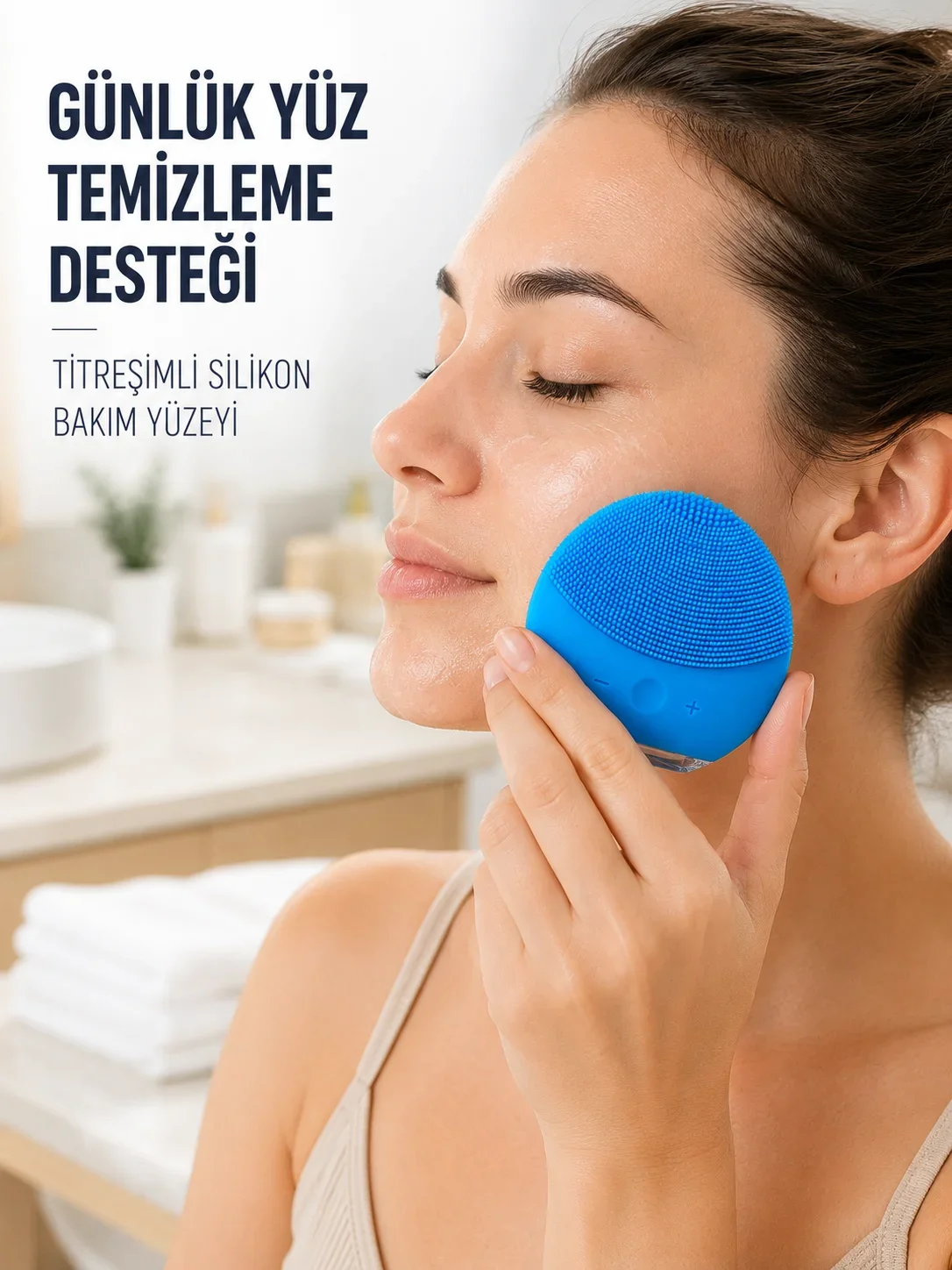 Şarjlı Yüz Tezleme Cihazı Yumuşak Silikon Titreşimli Cilt Bakım Fırçası