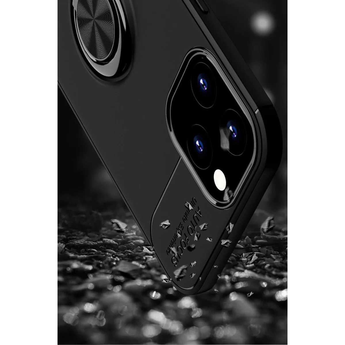 Apple İphone 12 Pro Max Kılıf Range Yüzüklü Silikon - Siyah-kırmızı görsel 6
