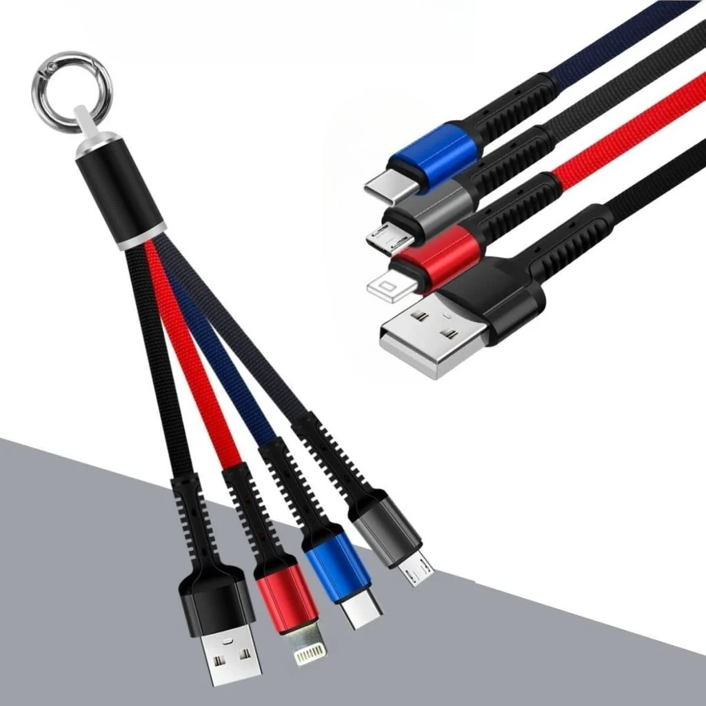 Işıklı Anahtarlık Model 3 in 1 USB Çıkışlı MİKRO,TYPE-C ve İphone Uyumlu Şarj Kablosu görsel 2