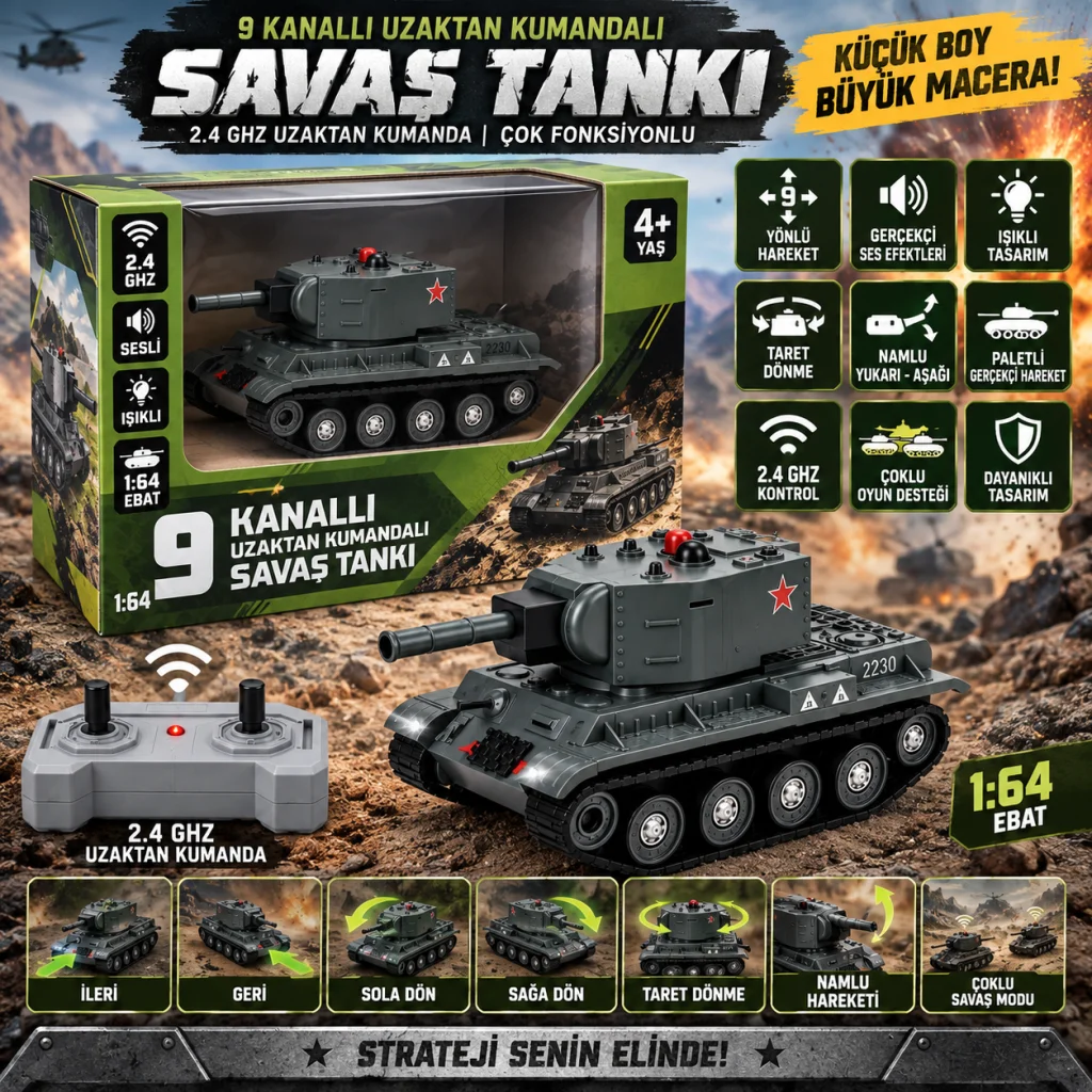 SH59658 2.4 Ghz Uzak.kum.tank 9 Yönlü Oyuncak Tank görsel 2