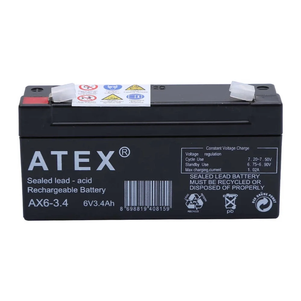 AX6-3.4 6V 3.4Ah Yatay Akü