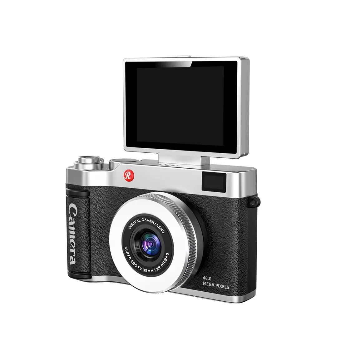 4K Çantalı Dijital Retro Video Kamera 48MP 16X Zoom Işıklı (32GB) Kart Dijital Fotoğraf Makinesi siyah görsel 2